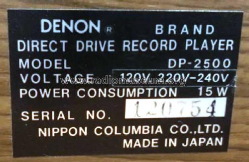Studio Quartz Direct Drive Turntable DP-2500; Denon Marke / brand (ID = 2401164) R-Player