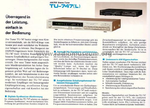 Precision audio component / LW-MW-FM stereo tuner TU-747L; Denon Marke / brand (ID = 1590649) Radio