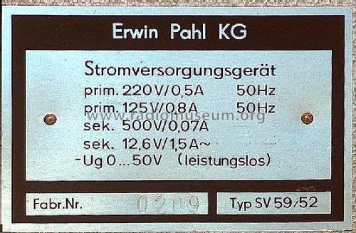 Stromversorgungsgerät SV-59/52; DEPA Erwin Pahl, (ID = 838955) teaching