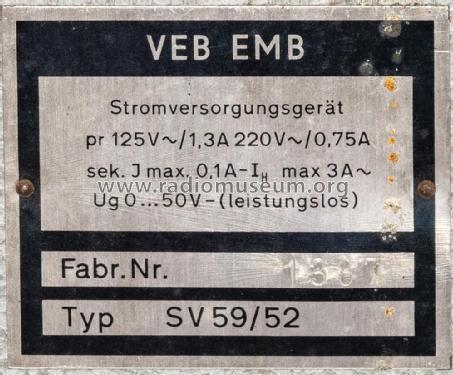 Stromversorgungsgerät SV-59/52; DEPA Erwin Pahl, (ID = 2979436) teaching