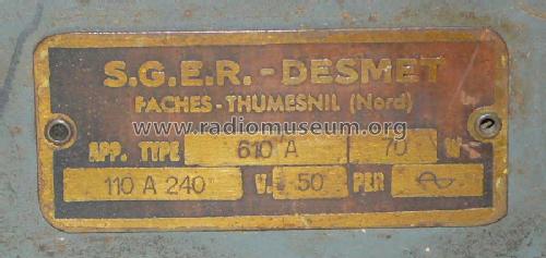 610A; Desmet, SGER S.G.E.R (ID = 264828) Radio