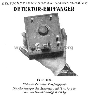 Detektor-Empfänger E24; Deutsche Radiophon (ID = 660449) Galena