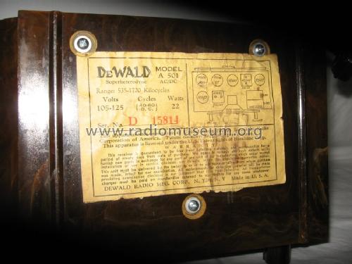 A-501 Harp; DeWald Radio Mfg. (ID = 1308085) Radio