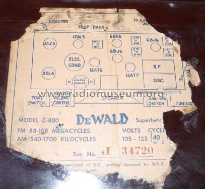 C-800 ; DeWald Radio Mfg. (ID = 2056500) Radio