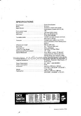 Direct Drive Auto Return Turntable A-3078; Dick Smith (ID = 3018702) R-Player