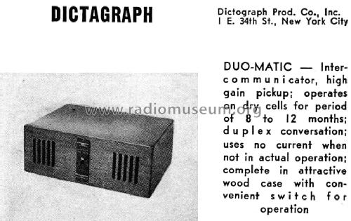 Duo-Matic Intercommunicator ; Dictograph Products (ID = 1093632) Verst/Mix