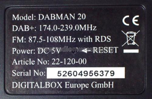Imperial DABMAN 20; DigitalBOX Europe (ID = 1290062) Radio
