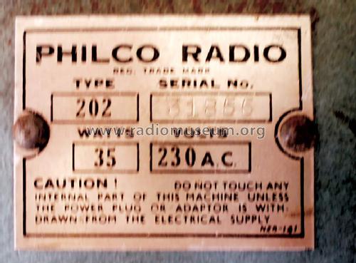 Philco 202; Dominion Radio & (ID = 1536933) Radio