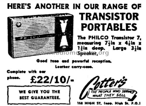 Philco Transistor 7 F32; Dominion Radio & (ID = 2756343) Radio