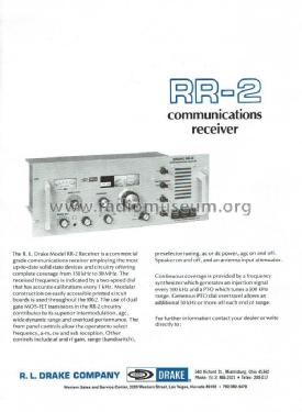 Communications Receiver RR-2; Drake, R.L. (ID = 2376578) Commercial Re