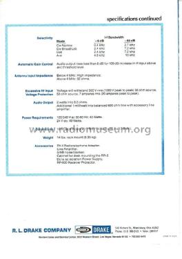 Communications Receiver RR-2; Drake Company, R. L. (ID = 2376580) Commercial Re
