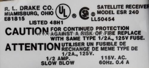 Earth Station Receiver ESR 240; Drake Company, R. L. (ID = 1197190) DIG/SAT