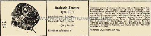 Dralowid Tonator DT1; Dralowid-Werk (ID = 1458412) Microphone/PU