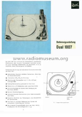 Plattenwechsler-Chassis 1007; Dual, Gebr. (ID = 1785362) Enrég.-R