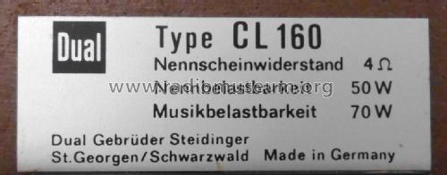 CL160W; Dual, Gebr. (ID = 2111709) Lautspr.-K