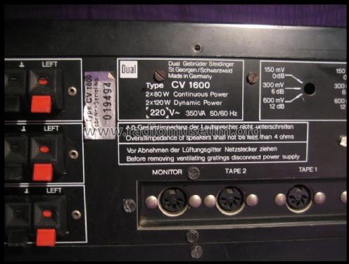 Stereo Amplifier CV1600; Dual, Gebr. (ID = 553700) Ampl/Mixer