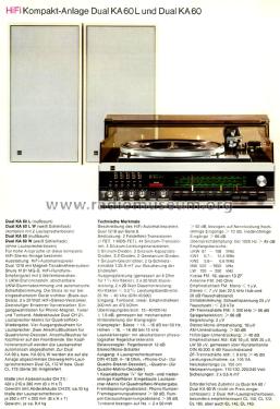 Hi-Fi-Stereo-Kompaktanlage KA60; Dual, Gebr. (ID = 2314557) Radio