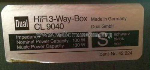 HiFi 3-Way-Box CL 9040 Ident-Nr. 42 224; Dual, Gebr. (ID = 1974603) Speaker-P