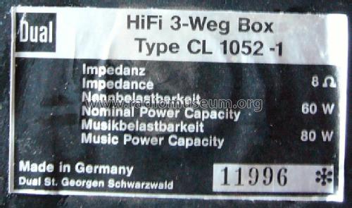 HiFi 3-Weg Box CL 1052-1; Dual, Gebr. (ID = 1620243) Speaker-P