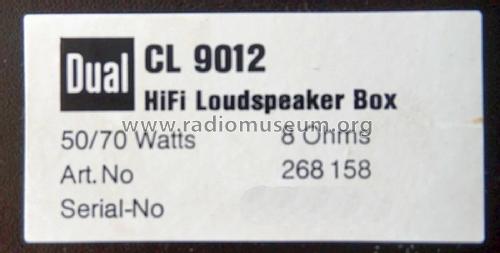 HiFi Loudspeaker Box CL 9012 Art.No.: 268 158; Dual, Gebr. (ID = 1974591) Speaker-P