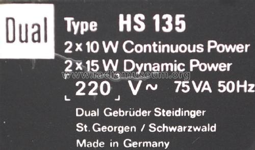 HS 135; Dual, Gebr. (ID = 1712269) Sonido-V