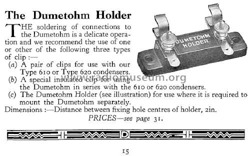 Dumetohm Holder ; Dubilier Condenser (ID = 1585075) Bauteil