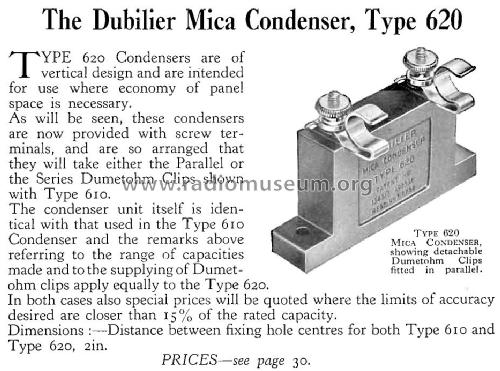 Mica Condenser 620; Dubilier Condenser (ID = 1584014) Bauteil