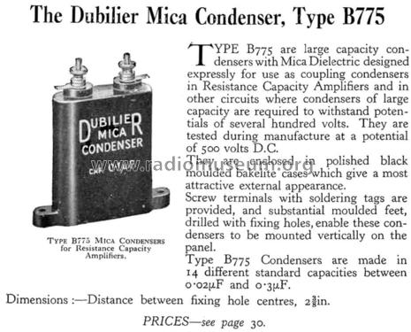 Mica Condenser B775; Dubilier Condenser (ID = 1584062) Bauteil