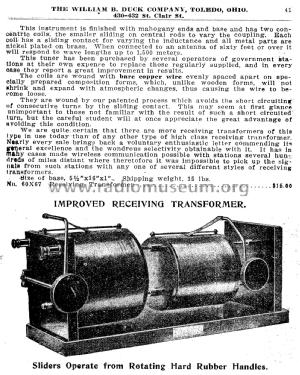 Improved Receiving Transformer ; Duck Co., J.J. and (ID = 2077232) mod-pre26