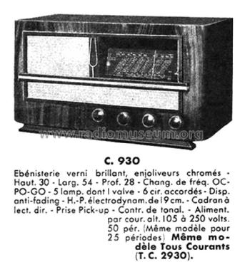 TC2930 - C2930; Ducretet -Thomson; (ID = 2651767) Radio