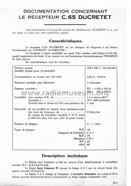 C65; Ducretet -Thomson; (ID = 2597793) Radio