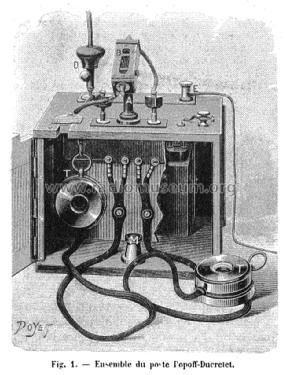 Poste Radiotéléphone Popoff-Ducretet Récepteur avec Décohéreur - Coherer Receiver; Ducretet -Thomson; (ID = 1830958) Radio