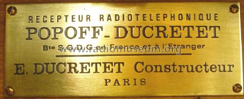 Poste Radiotéléphone Popoff-Ducretet Récepteur avec Décohéreur - Coherer Receiver; Ducretet -Thomson; (ID = 684555) Radio