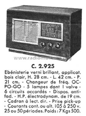 TC2925 - C2925; Ducretet -Thomson; (ID = 2651764) Radio