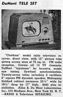 Chatham 'Doghouse' RA-103; DuMont Labs, Allen B (ID = 632011) TV-Radio