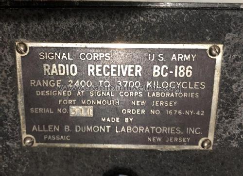 Radio Receiver BC-186; DuMont Labs, Allen B (ID = 2422165) Mil Re