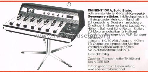 Eminent - Mischpult-Verstärker 100A; Dynacord W. (ID = 2042812) Verst/Mix