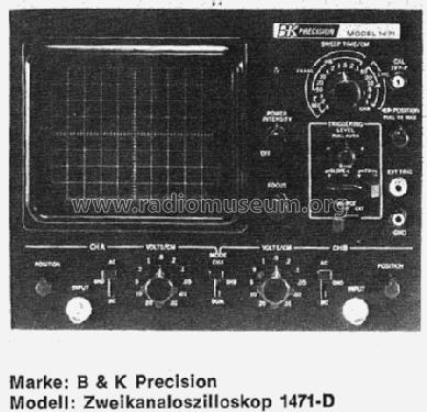 Zweikanaloszilloskop B&K 1471-D; B&K Precision, (ID = 869072) Equipment