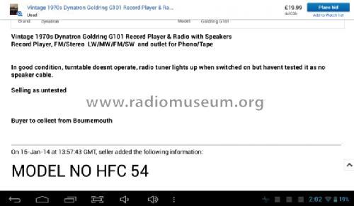 Stereophonic Reproducer HFC 54; Dynatron Radio Ltd., (ID = 1596360) Radio