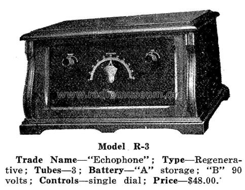 Echophone Model R-3; Echophone Radio, Inc (ID = 1962880) Radio
