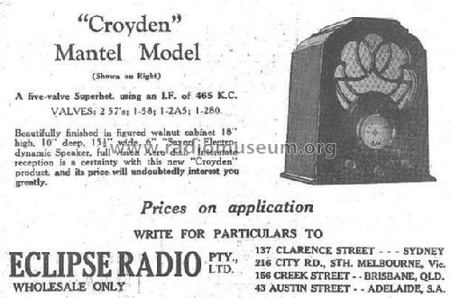 Croyden Mantel Unk.; Eclipse Radio Pty. (ID = 2402172) Radio