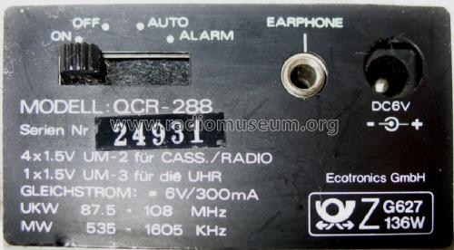 Radio Clock Cassette Player OCR-288; Ecotronics GmbH; wo? (ID = 722805) Radio