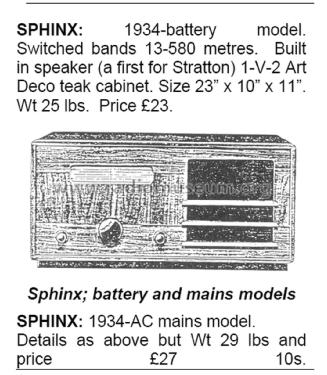 Sphinx ; Eddystone Brand, (ID = 3043281) Radio