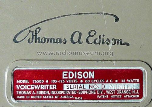 Voicewriter 76500; Edison, Thomas A., (ID = 1963942) R-Player
