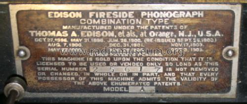 Phonograph Fireside A; Edison, Thomas A., (ID = 373081) TalkingM