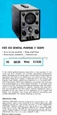 Oscilloscope 430; EICO Electronic (ID = 3024428) Equipment