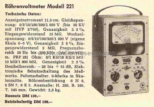 Vacuum Tube Voltmeter 221; EICO Electronic (ID = 841723) Ausrüstung