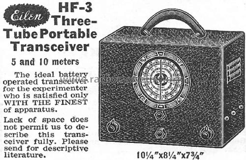 3-Tube Portable Transceiver HF-3; Eilen Radio (ID = 1791642) Amat TRX