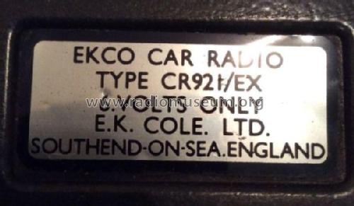 CR921/EX; Ekco, E.K.Cole Ltd.; (ID = 2118240) Autoradio