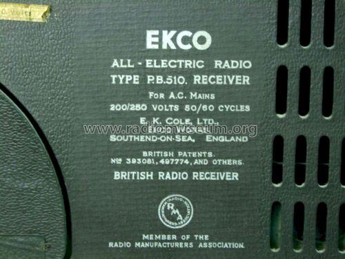 PB510; Ekco, E.K.Cole Ltd.; (ID = 1180838) Radio
